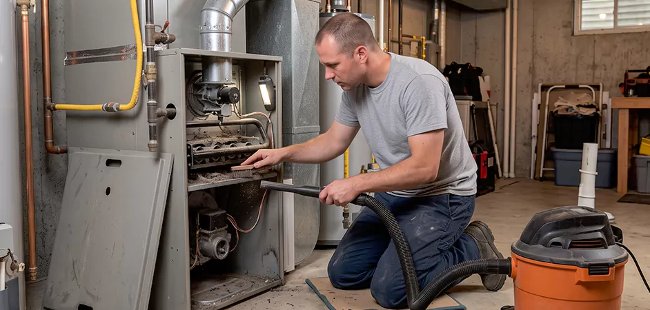 Burner and Heater Compartment Lint Removal in Vineland